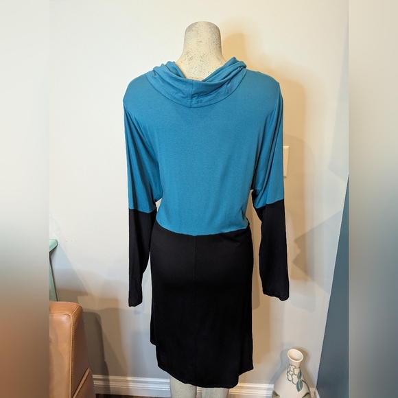 NWT Karen Kane Women's Color Block cowl neck Teal & black Dress Sz 3x - Picture 7 of 13
